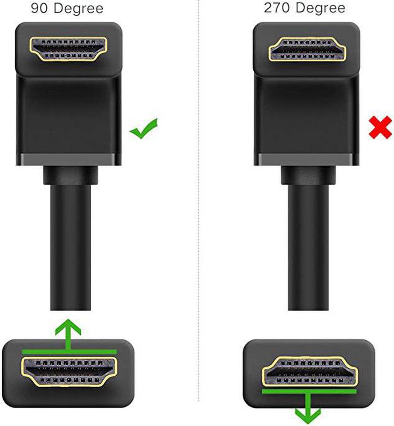 Alt view image 2 of 7 - HDMI Cable Right Angle 90 Degree Elbow HDMI Cord 4K Ultra HD 3D 1080P Ethernet and Audio Return ARC Compatible for Nintendo Switch Xbox PS5 PS4 PS3 PC Laptop TV 3FT