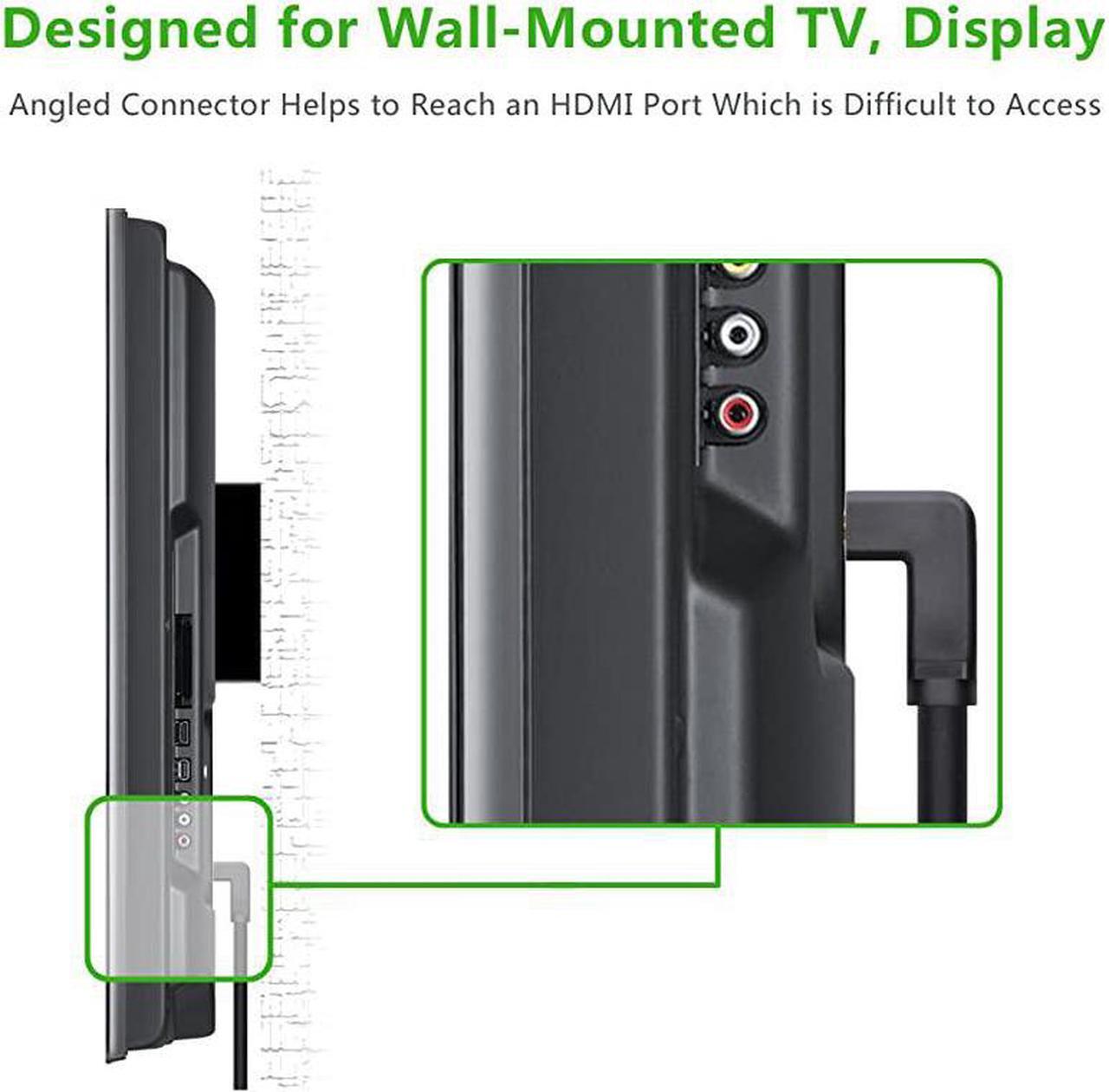 Alt view image 3 of 7 - HDMI Cable Right Angle 90 Degree Elbow HDMI Cord 4K Ultra HD 3D 1080P Ethernet and Audio Return ARC Compatible for Nintendo Switch Xbox PS5 PS4 PS3 PC Laptop TV 3FT