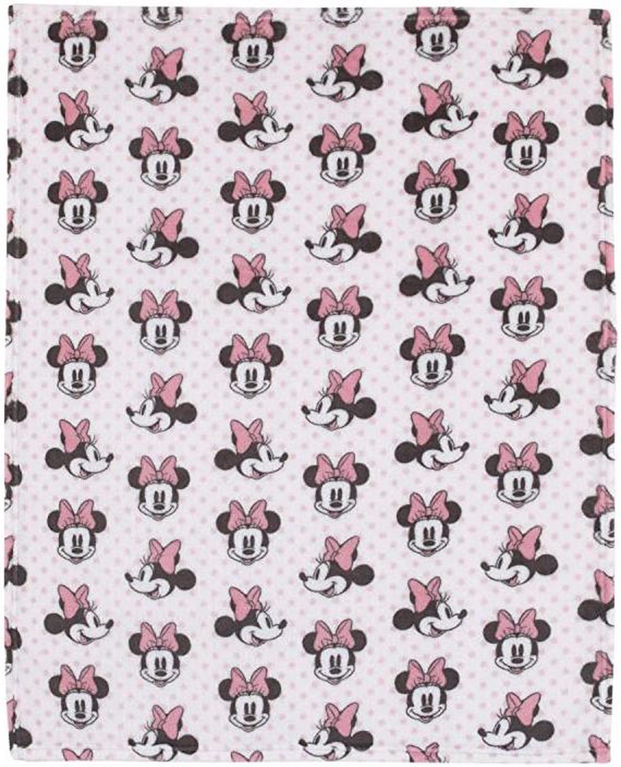 Alt view image 2 of 3 - Minnie Mouse Pink White And Black Super Soft Plush Baby Blanket Pink White Black