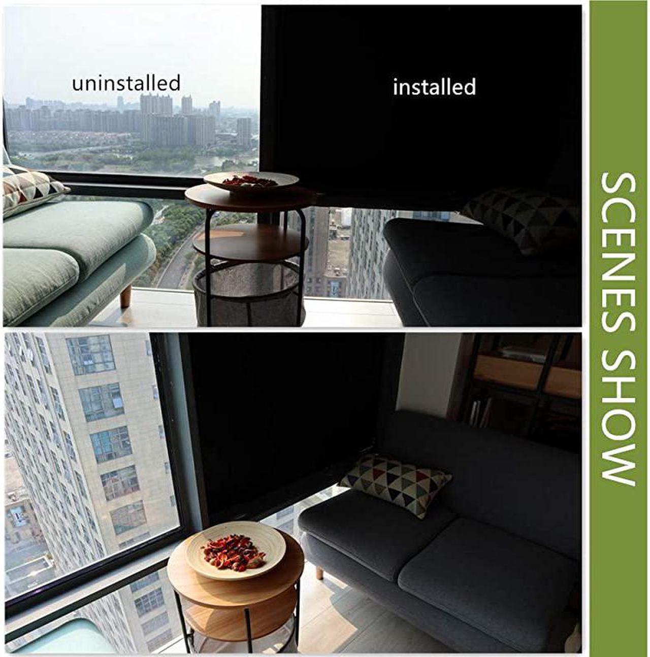 Alt view image 6 of 7 - Static Cling Total Blackout Window Film Privacy Room Darkening Window Tint Black Window Cover 100 Light Blocking No Glue 177 x 787 inches