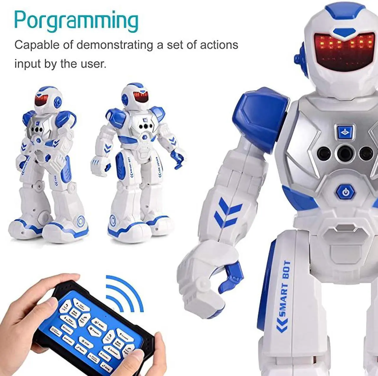 Alt view image 4 of 7 - RC Robot for Kids Intelligent Programmable Remote Infrared Sensing and Gesture Sensing Robots with Singing Dancing for Kids Blue