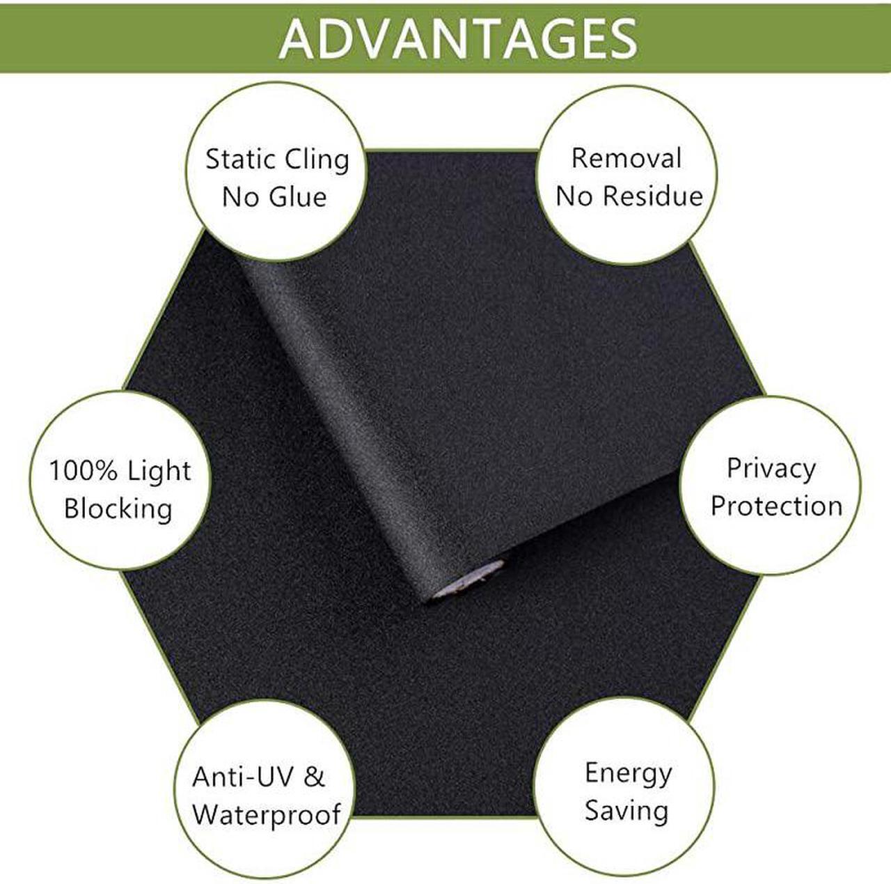 Alt view image 2 of 7 - Static Cling Total Blackout Window Film Privacy Room Darkening Window Tint Black Window Cover 100 Light Blocking No Glue 177 x 787 inches