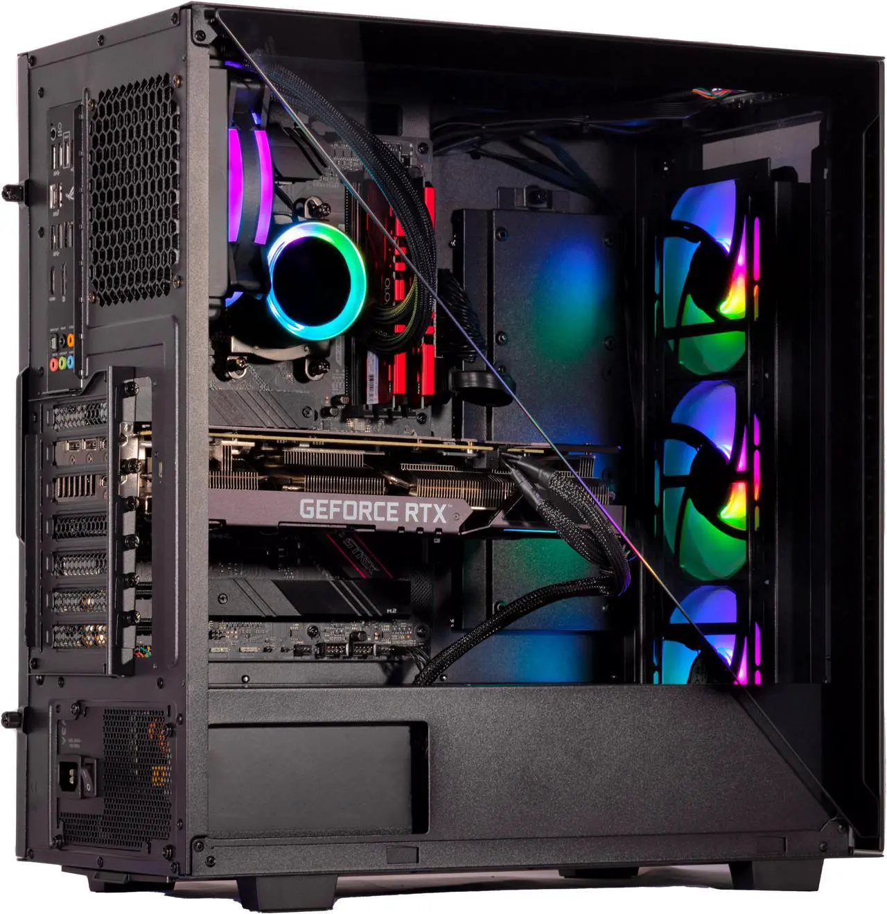 Alt view image 3 of 7 - Velztorm Black Gladio Custom Built Gaming PC (AMD Ryzen 9 5900X, 128GB RAM, 4TB PCIe SSD, NVIDIA GeForce RTX 3070, Wifi, 1xUSB 3.2, 4xUSB 3.1, 2xUSB 3.0, 1xHDMI, Win 10 Pro)