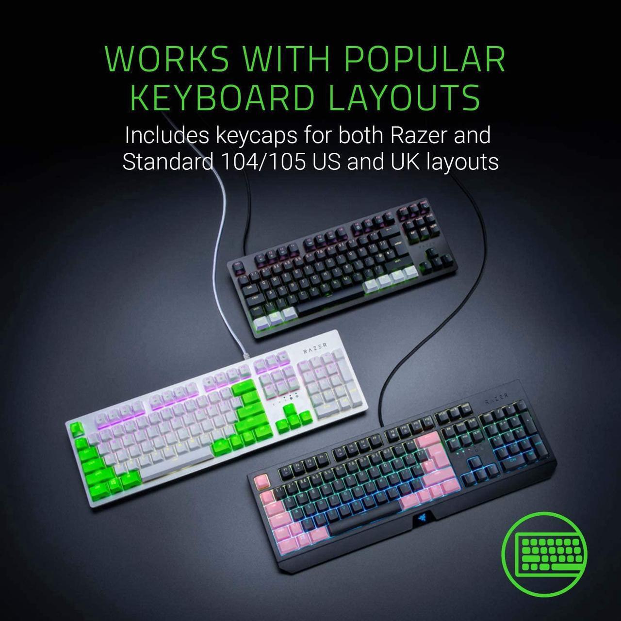 Alt view image 7 of 12 - Razer Doubleshot PBT Keycap Upgrade Set for Mechanical & Optical Keyboards: Compatible with Standard 104/105 US and UK layouts - Quartz Pink