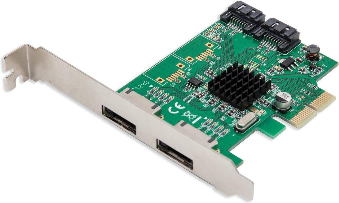 IO CREST SI-PEX40058 2 Port SATA III 2 Port eSATA III PCIe 2.0 x2 HyperDuo Controller Card Green