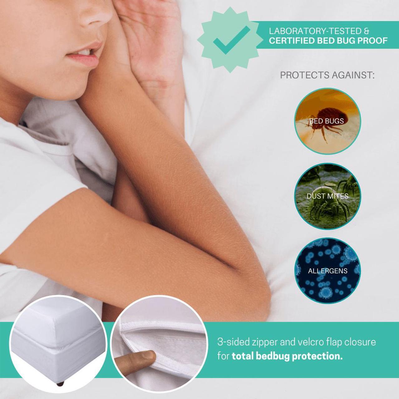 Alt view image 5 of 7 - Hygea Natural Luxurious Mattress Cover - Water Resistant, Washable, Breathable and Stretchable up to 15 in.- Zippered Mattress Cover (Full)