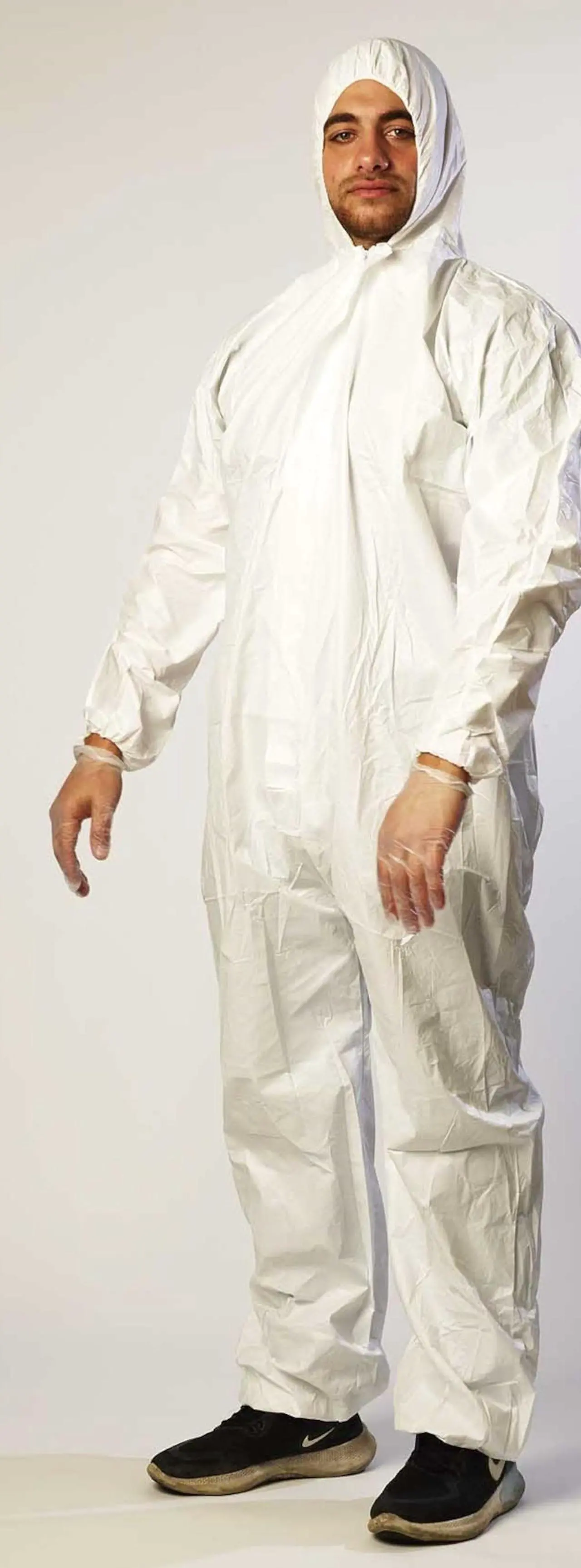 Alt view image 3 of 4 - Hygea Natural Disposable Coveralls Full Body Protective Clothing suit with hood Protect clothing during extermination, painting, cleaning, construction, spray foam insulation (XXL)