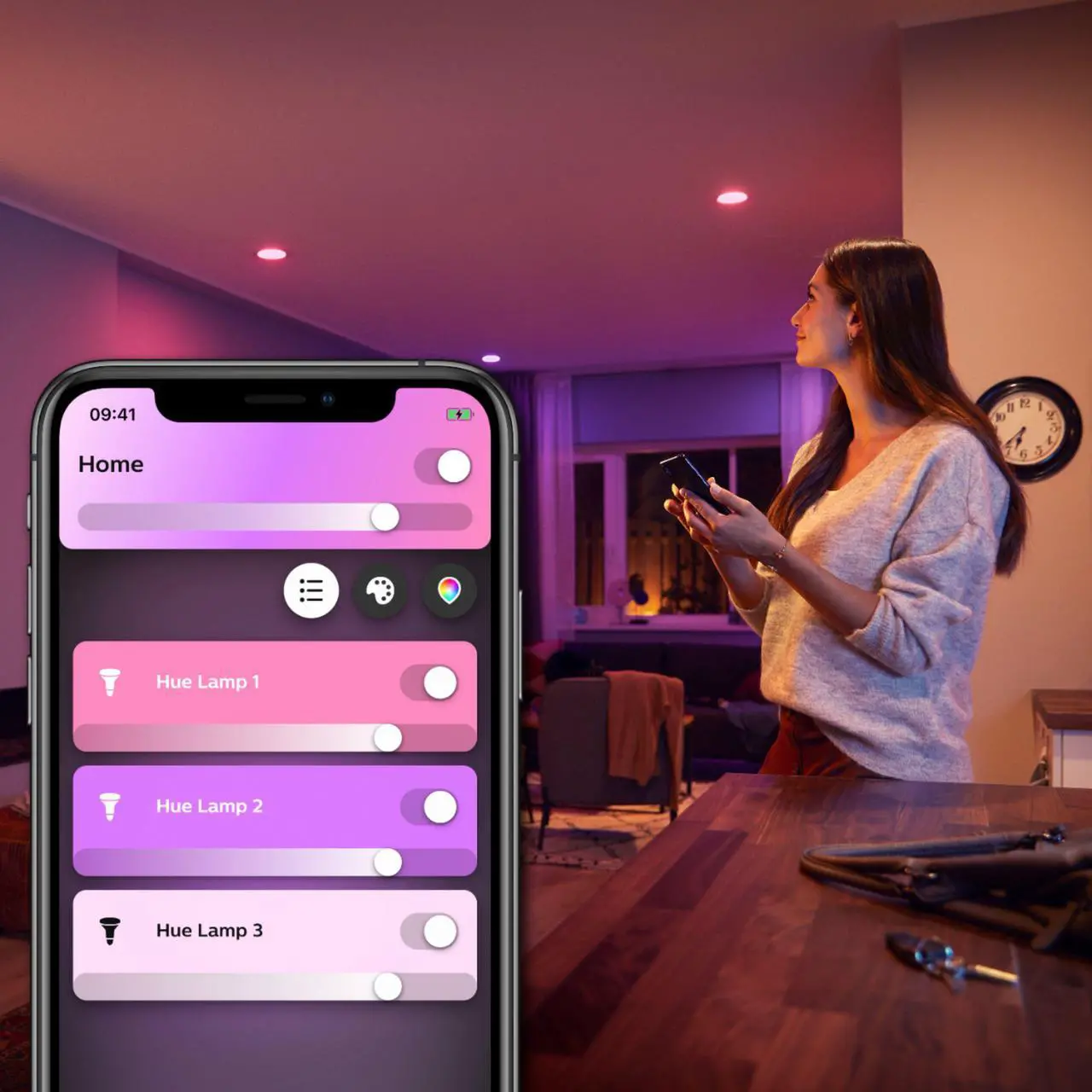 Alt view image 4 of 5 - Philips Hue White and Color Ambiance 2-Pack A19 LED Smart Bulb