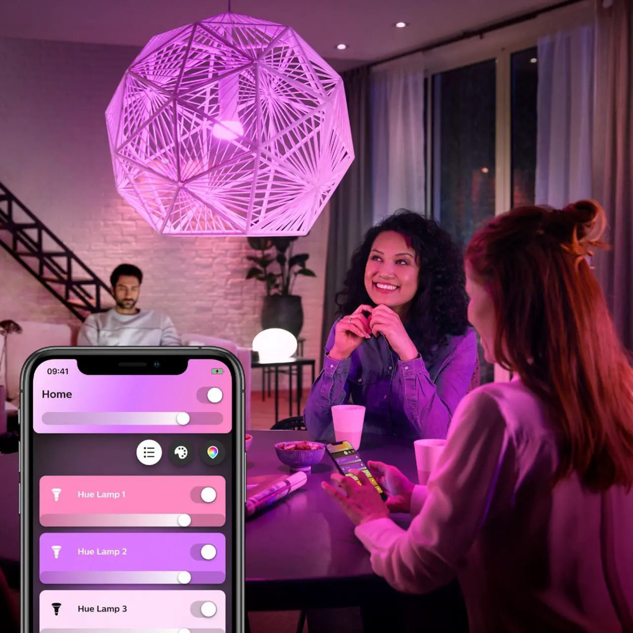Alt view image 3 of 5 - Philips Hue White and Color Ambiance 2-Pack A19 LED Smart Bulb