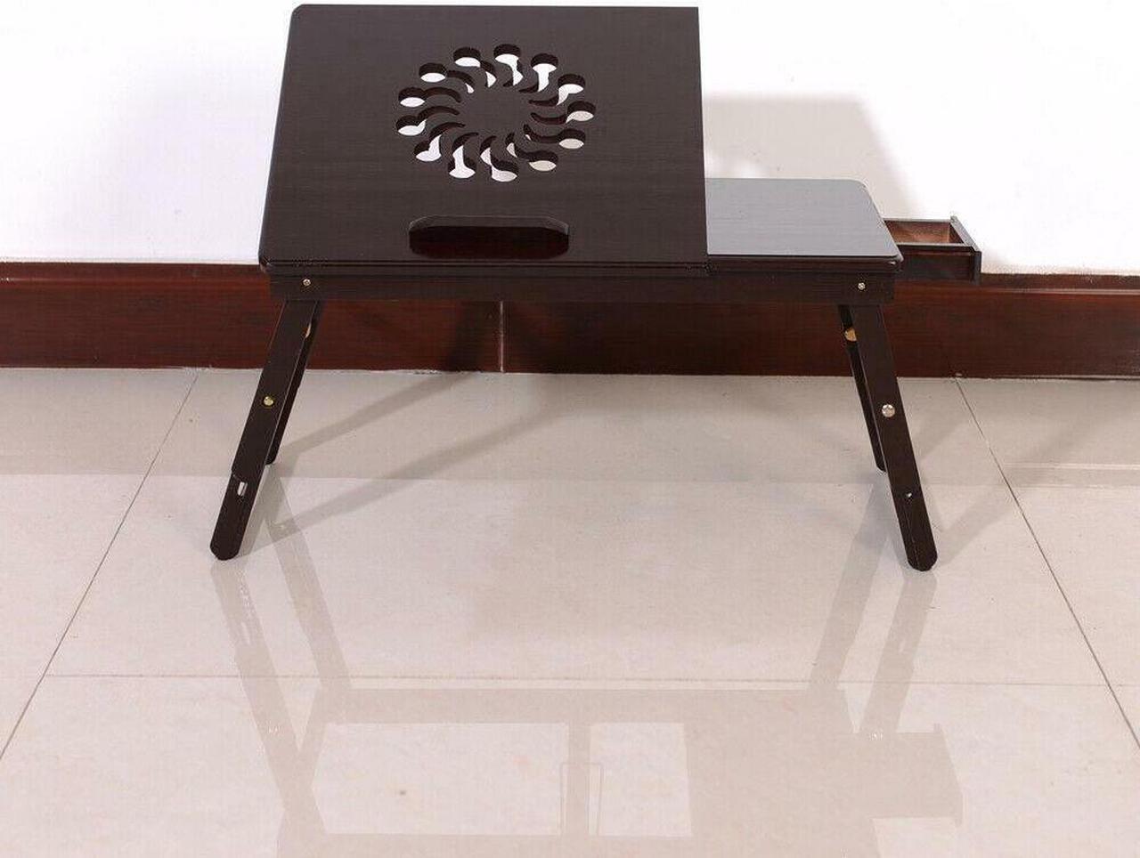 Alt view image 4 of 6 - Natural Laptop Table Overbed Desk Tabletop Food Tray Hospital PC Over Bed Stand
