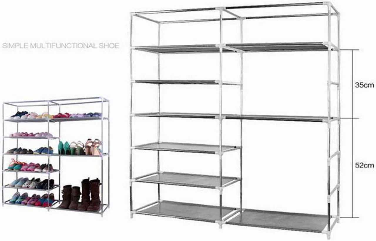 Alt view image 3 of 6 - 44" Adjustable 6 Tier 9 Grid Home Shoe Rack Shelf Storage Closet Organizer Stand