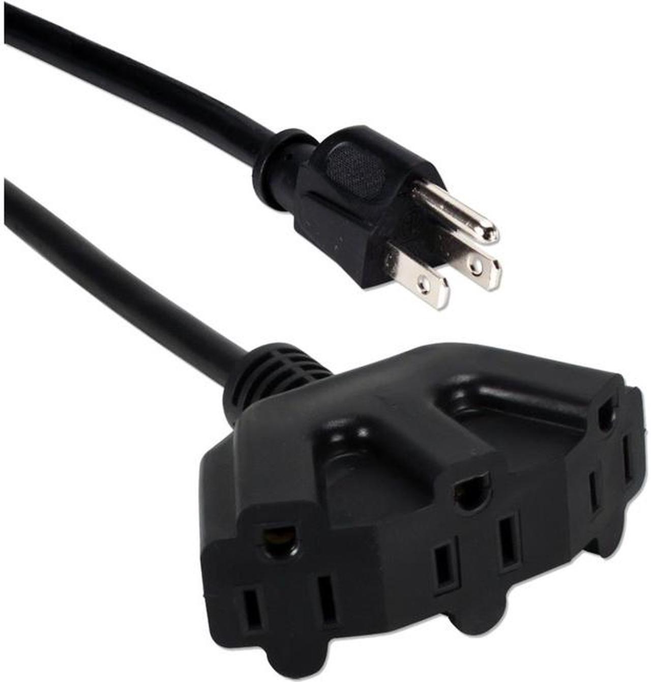 Alt view image 6 of 12 - QVS PP-ADPT3-10 10Ft Three Angle Outlet 3-Prong Power Extension Cord
