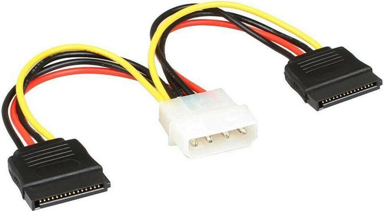 Alt view image 2 of 2 - 5-pack IDE/Molex/IP4/4-pin to 2x SATA Power 15-pin Converter Adapter Cable