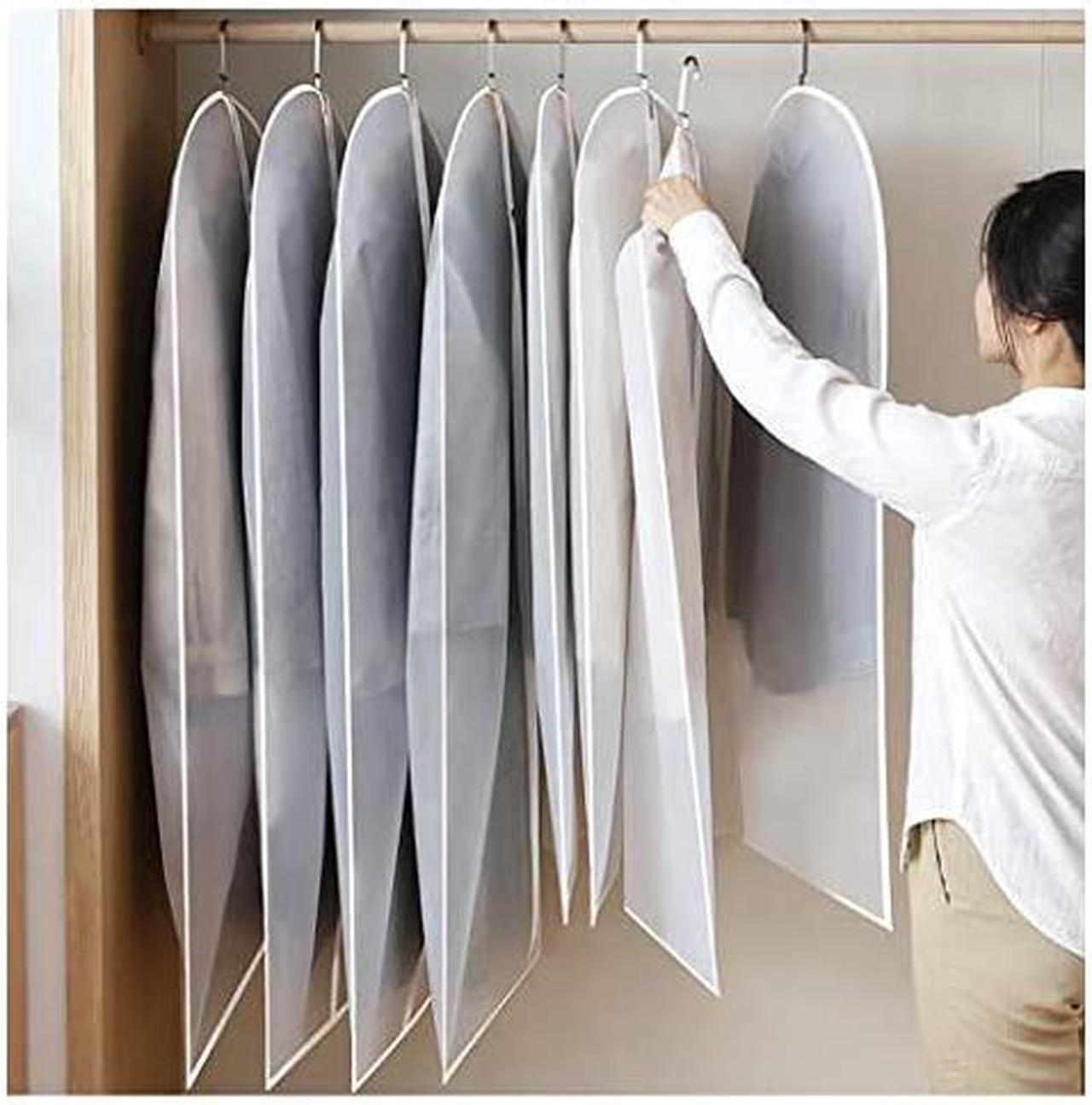 Alt view image 2 of 6 - Hanging Garment Bag Lightweight Suit Bags (Set of 6) with Study Full Zipper for Closet Storage and Travel,Clear Plastic Cover for Clothes Storage Suits Dress (24x55-6pcs)