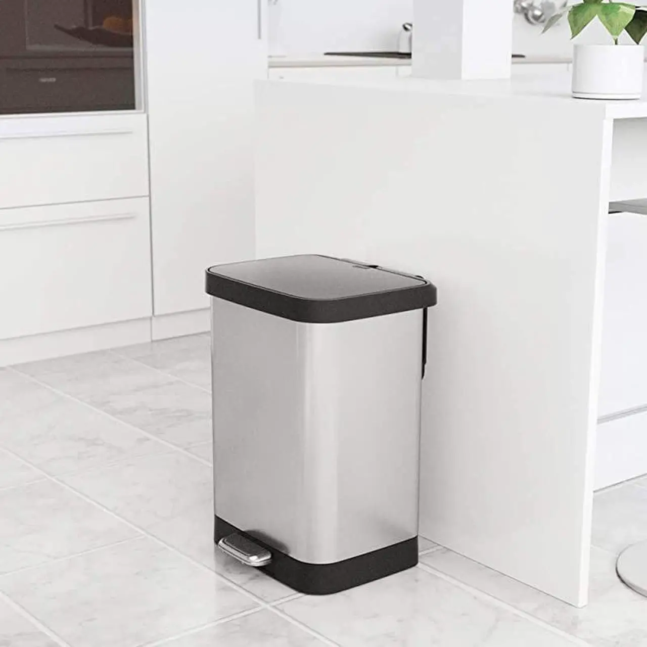 Alt view image 5 of 7 - GLD-74506 Stainless Steel Step Trash Can with Clorox Odor Protection | Large Metal Kitchen Garbage Bin with Soft Close Lid, Foot Pedal and Waste Bag Roll Holder, 13 Gallon