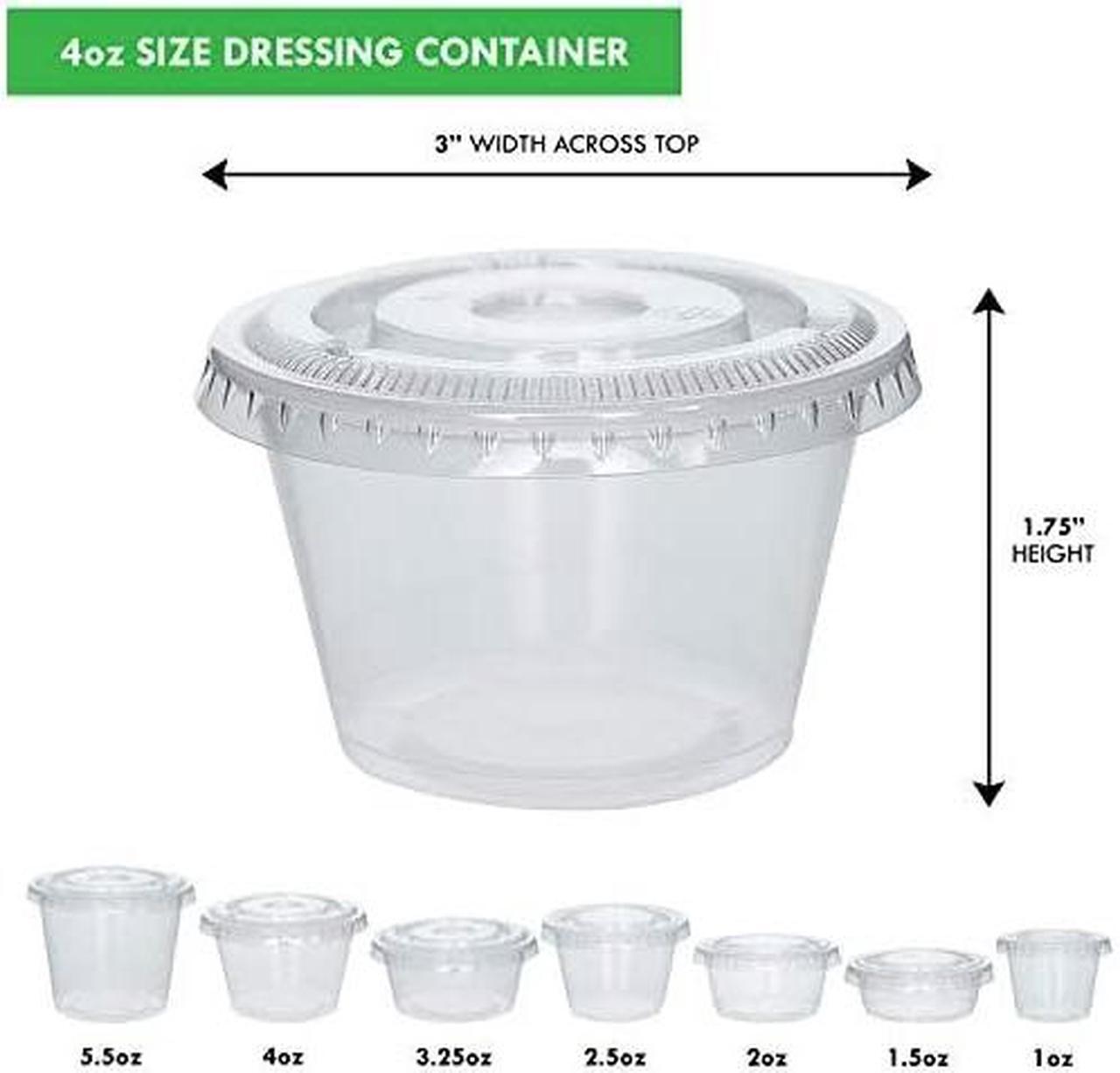 Alt view image 3 of 7 - Sets] 1 oz Small Plastic Containers with Lids, Jello Shot Cups with Lids, Disposable Portion Cups, Condiment Containers with Lids, Souffle Cups for Sauce and Dressing