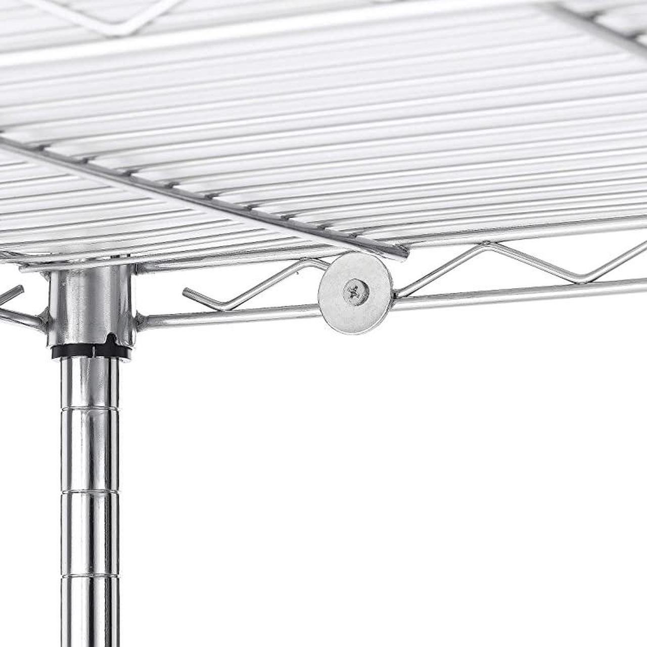 Alt view image 6 of 7 - 8-Tier Wire Shelving Unit Adjustable Steel Wire Rack Shelving 8 Shelves Steel Storage Rack or Two 4-Tier Shelving Units with PE mat, Leveling Feet and Safety Device, NSF Certified, Chrome