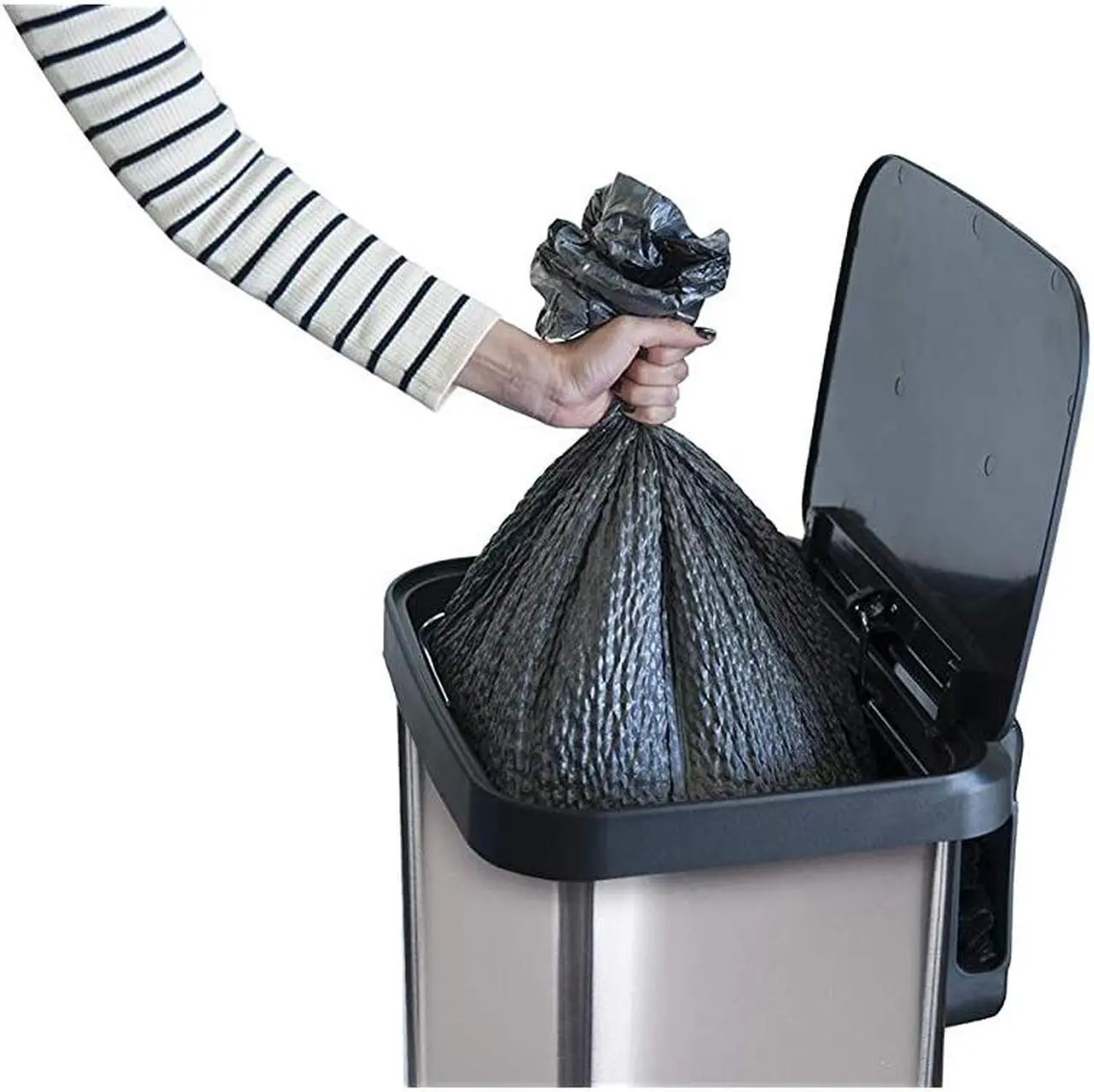 Alt view image 4 of 7 - GLD-74506 Stainless Steel Step Trash Can with Clorox Odor Protection | Large Metal Kitchen Garbage Bin with Soft Close Lid, Foot Pedal and Waste Bag Roll Holder, 13 Gallon