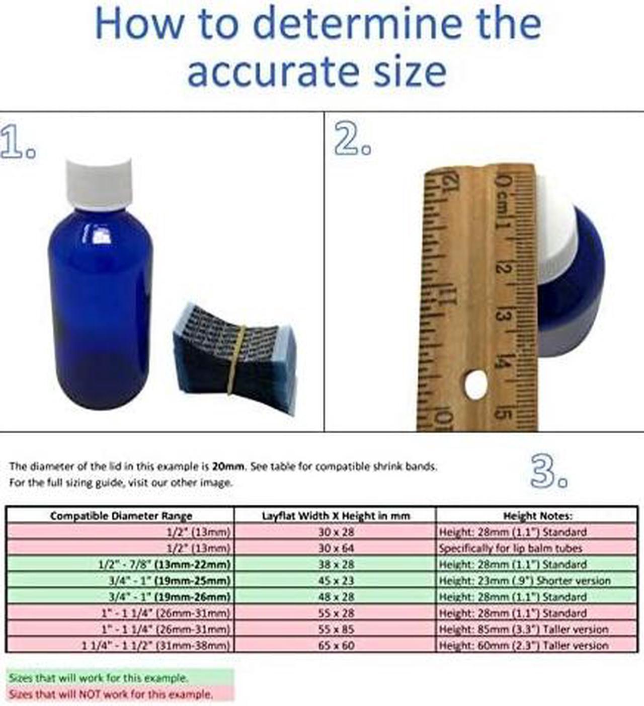 Alt view image 3 of 6 - x 52 mm WHITE Perforated Shrink Band for Hot Sauce Bottles and Other Liquid Bottles Fits 3/4" to 1" Diameter - Pack of 250
