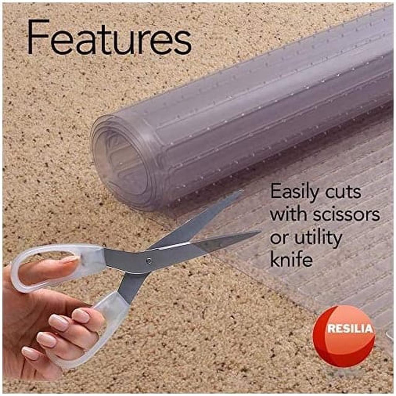 Alt view image 6 of 7 - Clear Vinyl Plastic Floor Runner/Protector for Deep Pile Carpet - Skid-Resistant Decorative Pattern, (27 Inches Wide x 6 Feet Long)