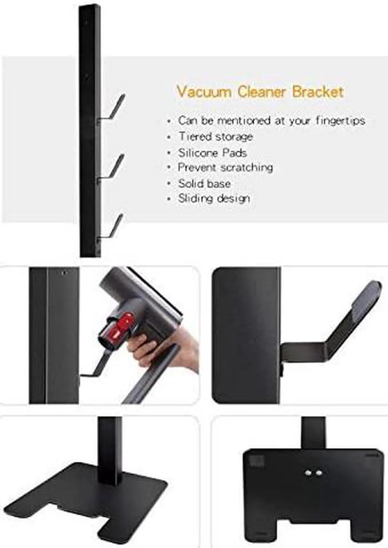 Alt view image 6 of 7 - Storage-Stand-Docking-Station-Holder Compatible with Dyson V11 V10 V8 V7 V6 Cordless Vacuum Cleaners & Accessories, Stable Metal Organizer Rack, Brushed Black