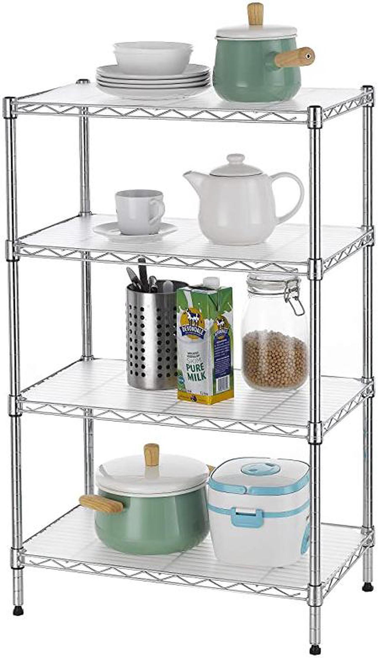 Alt view image 5 of 7 - 8-Tier Wire Shelving Unit Adjustable Steel Wire Rack Shelving 8 Shelves Steel Storage Rack or Two 4-Tier Shelving Units with PE mat, Leveling Feet and Safety Device, NSF Certified, Chrome