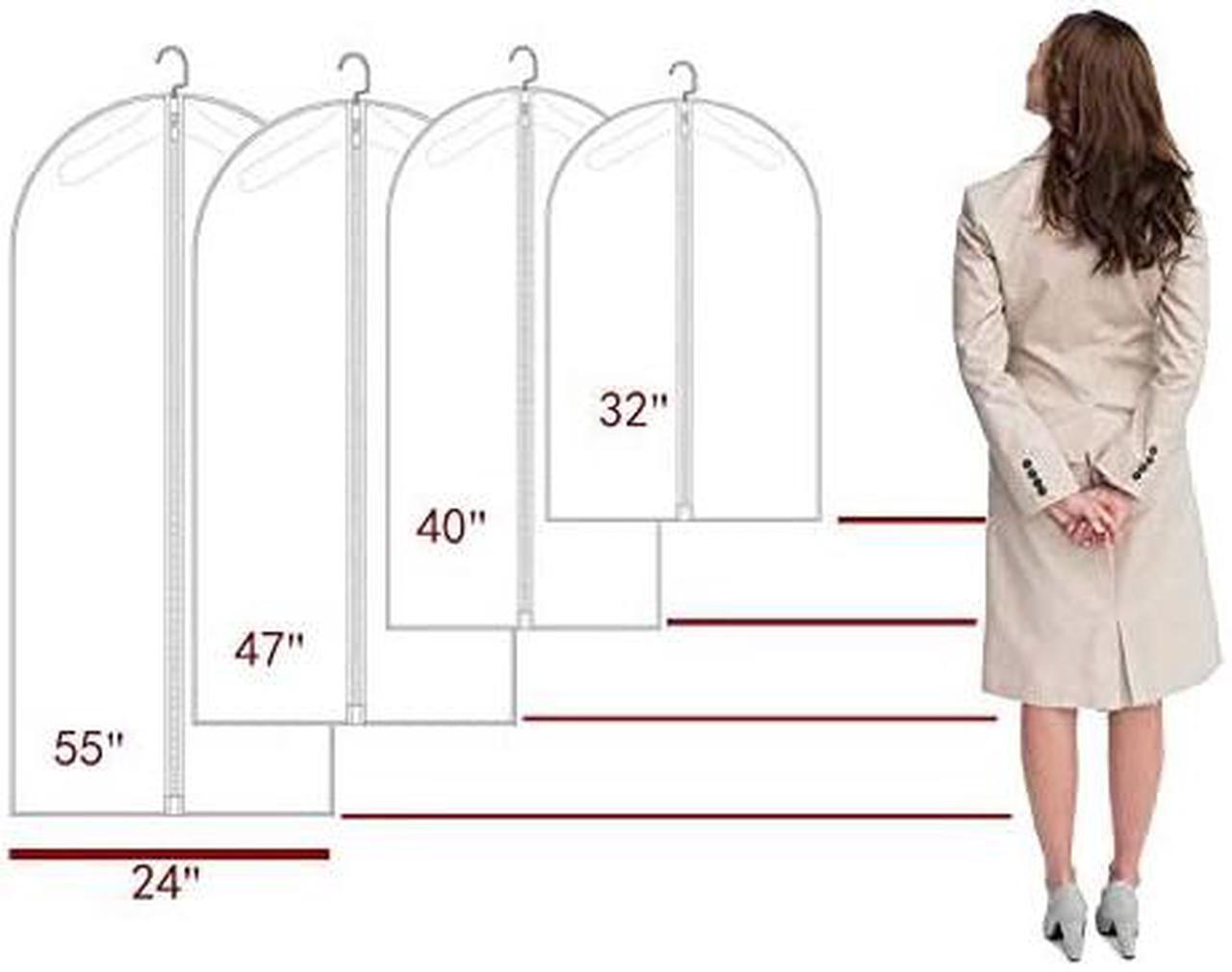Alt view image 3 of 6 - Hanging Garment Bag Lightweight Suit Bags (Set of 6) with Study Full Zipper for Closet Storage and Travel,Clear Plastic Cover for Clothes Storage Suits Dress (24x55-6pcs)
