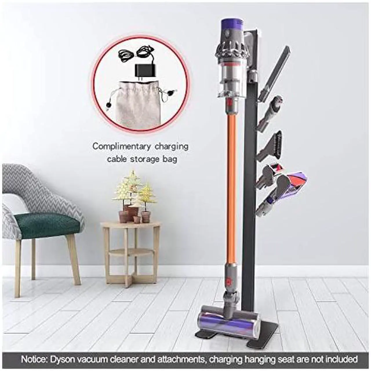 Alt view image 2 of 7 - Storage-Stand-Docking-Station-Holder Compatible with Dyson V11 V10 V8 V7 V6 Cordless Vacuum Cleaners & Accessories, Stable Metal Organizer Rack, Brushed Black