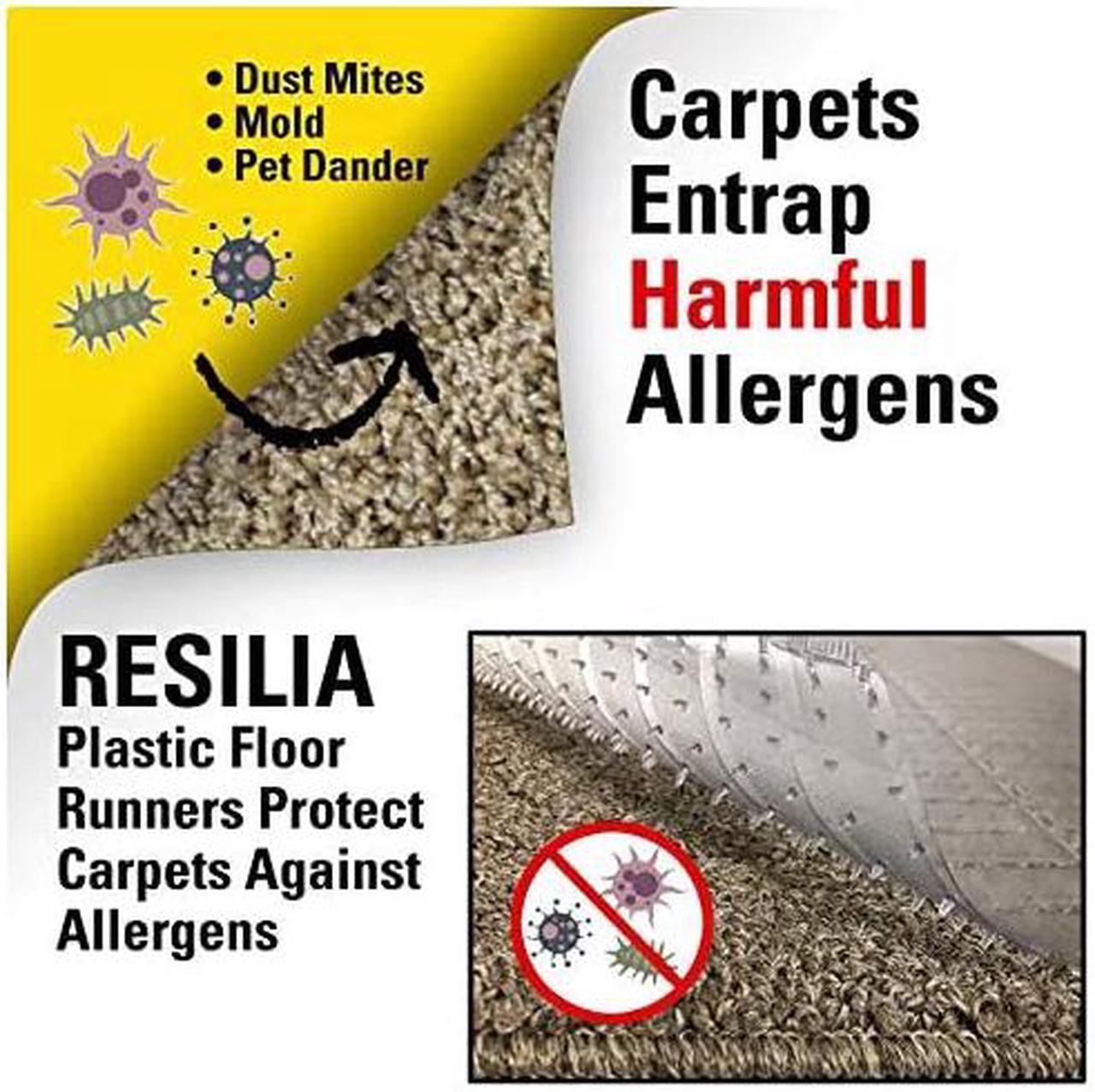 Alt view image 4 of 7 - Clear Vinyl Plastic Floor Runner/Protector for Deep Pile Carpet - Skid-Resistant Decorative Pattern, (27 Inches Wide x 6 Feet Long)