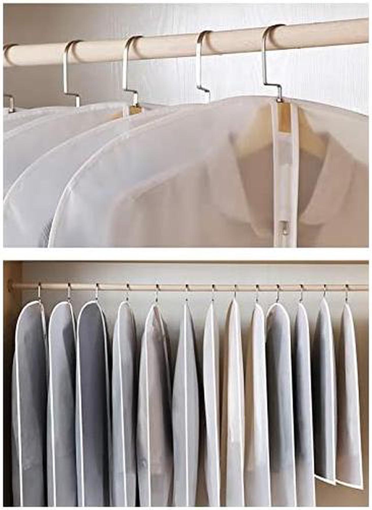 Alt view image 5 of 6 - Hanging Garment Bag Lightweight Suit Bags (Set of 6) with Study Full Zipper for Closet Storage and Travel,Clear Plastic Cover for Clothes Storage Suits Dress (24x55-6pcs)