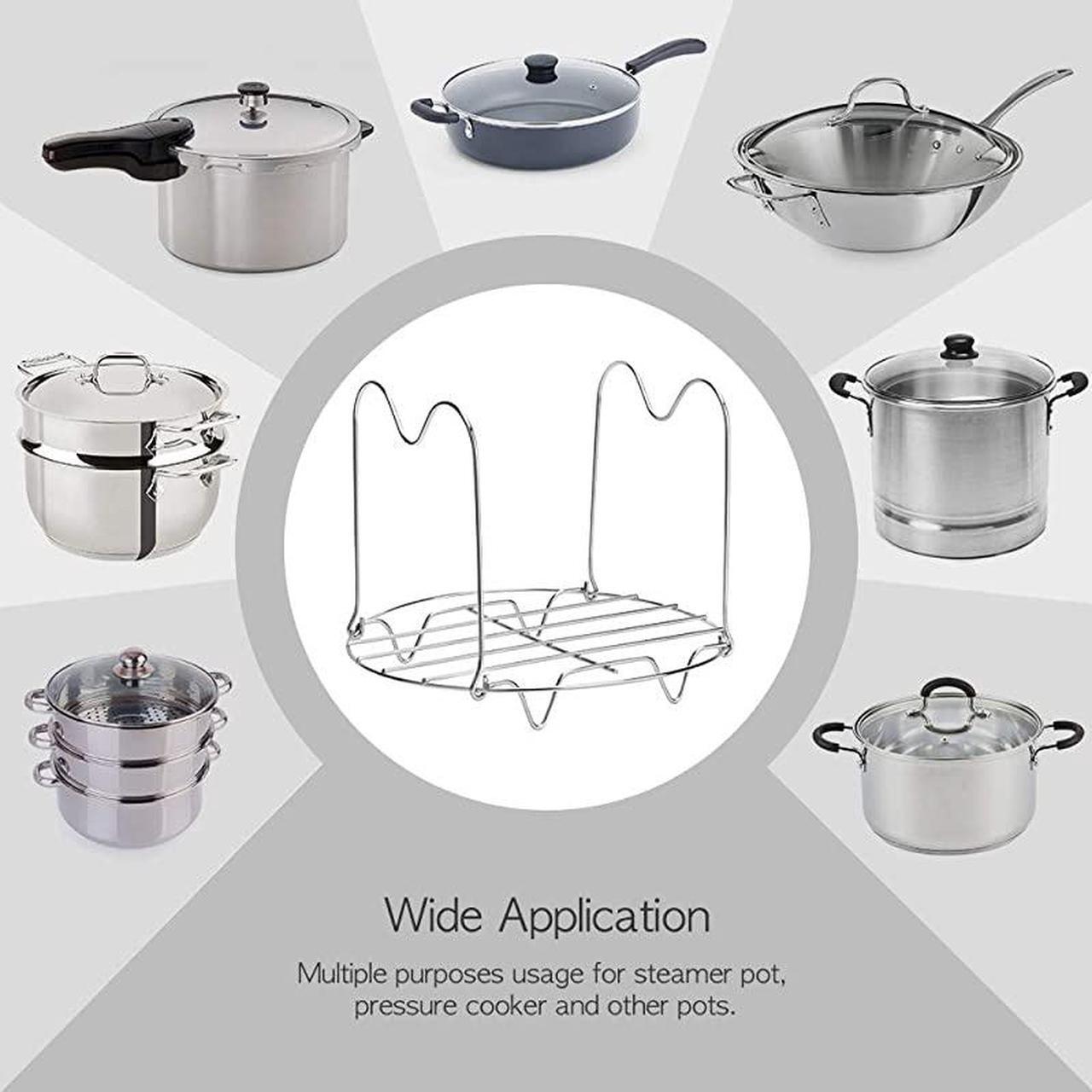 Alt view image 5 of 7 - Rack Trivet with Handles Compatible with Instant Pot Accessories 3 Qt 5 Quart, Pressure Cooker Trivet Wire Steam Rack, Great for Lifting out Whatever Delicious Meats & Veggies You Cook
