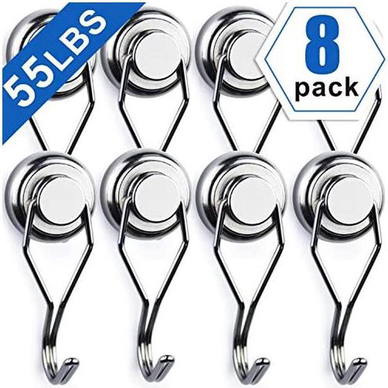 Main image of 60LBS Swivel Swing Magnetic Hooks, Neodymium Magnet Hooks - Great for Your Refrigerator and Other Magnetic Surfaces 67.5mm(2.66in) in Length - Pack of 8