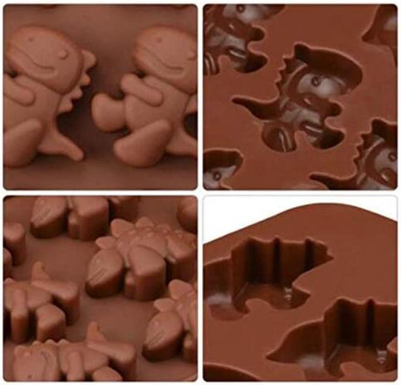 Alt view image 4 of 7 - Molds Ice Cube Trays Chocolate Molds, Silicone Molds Including 3 Dinosaur for Making Ice, Jelly, Chocolate, Soap, Pack of 3 with 1 Dropper. (Dinosaur)