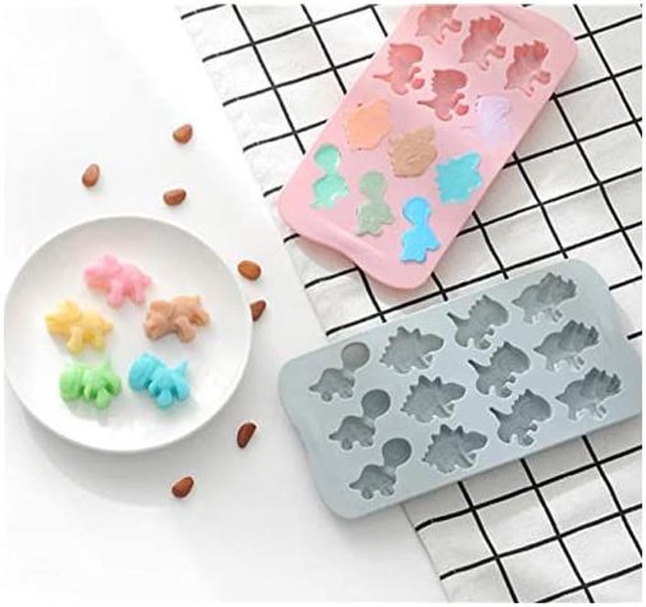 Alt view image 3 of 7 - Molds Ice Cube Trays Chocolate Molds, Silicone Molds Including 3 Dinosaur for Making Ice, Jelly, Chocolate, Soap, Pack of 3 with 1 Dropper. (Dinosaur)