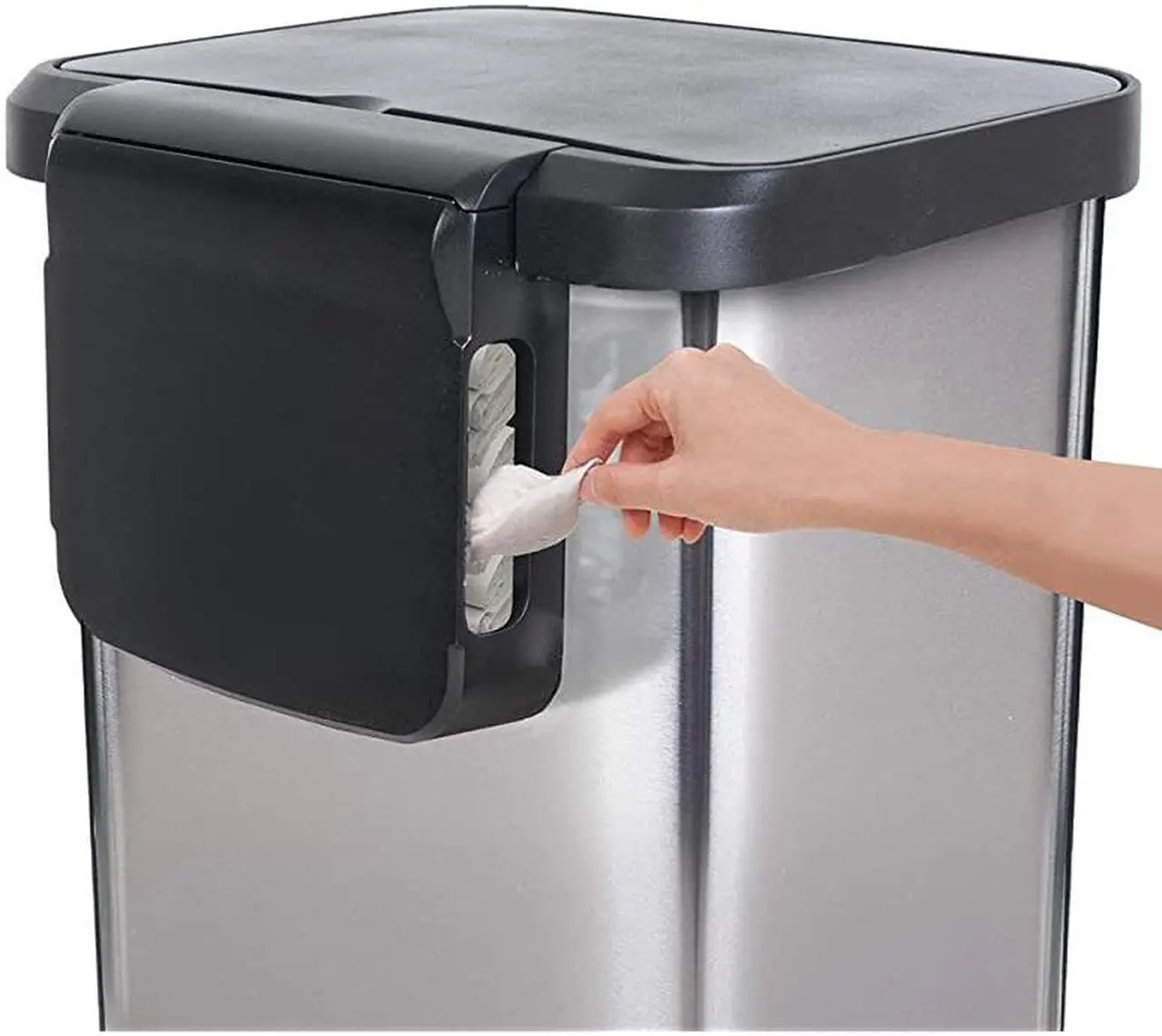 Alt view image 3 of 7 - GLD-74506 Stainless Steel Step Trash Can with Clorox Odor Protection | Large Metal Kitchen Garbage Bin with Soft Close Lid, Foot Pedal and Waste Bag Roll Holder, 13 Gallon