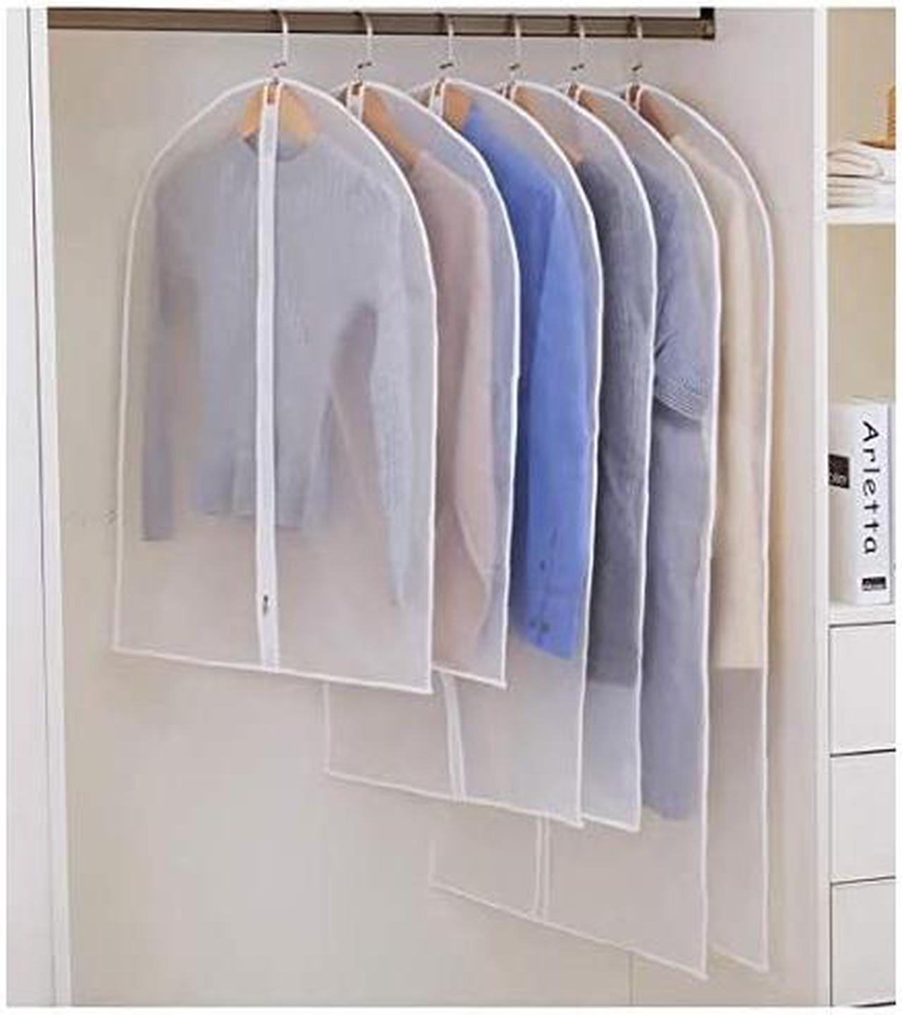 Alt view image 4 of 6 - Hanging Garment Bag Lightweight Suit Bags (Set of 6) with Study Full Zipper for Closet Storage and Travel,Clear Plastic Cover for Clothes Storage Suits Dress (24x55-6pcs)