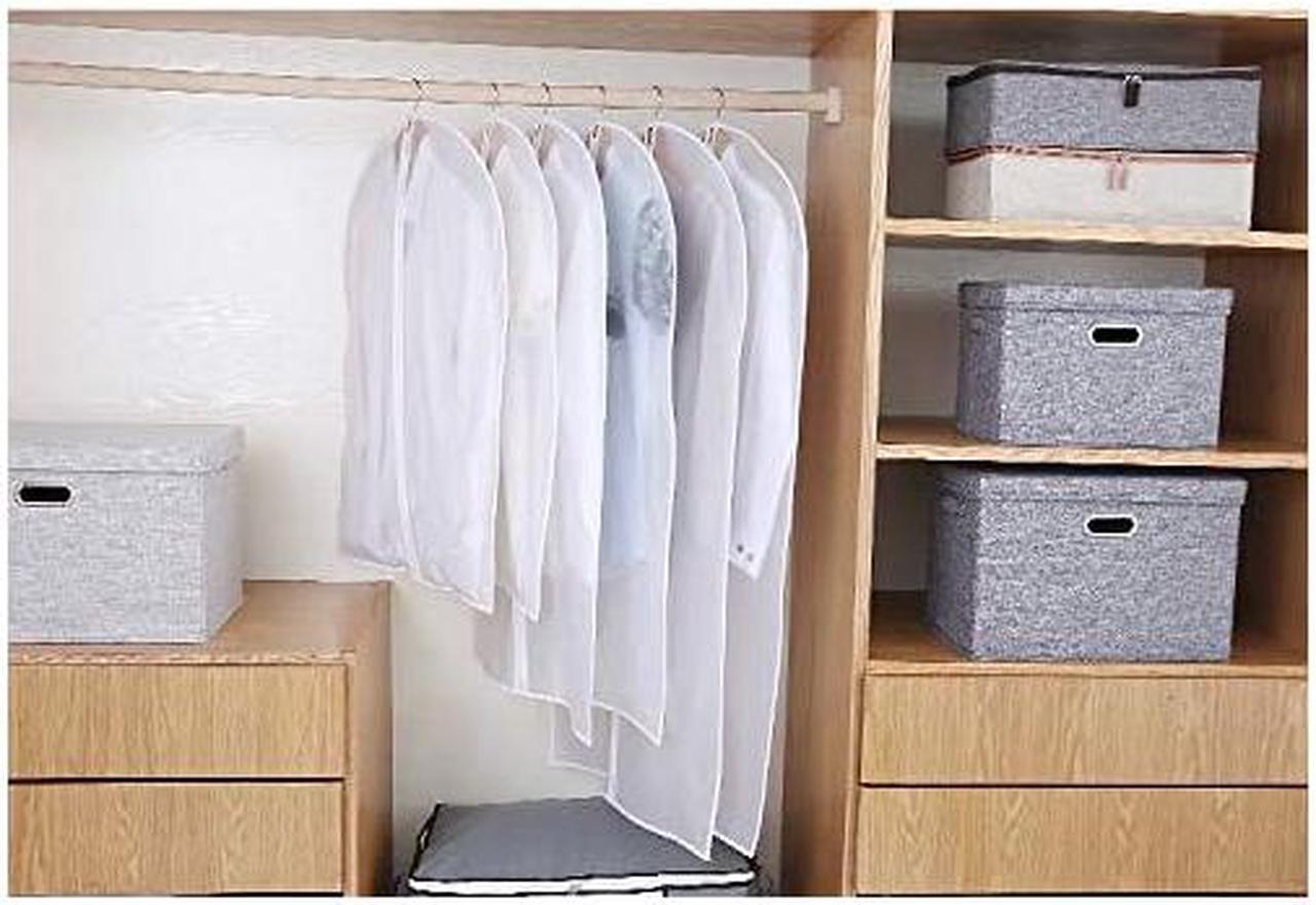 Alt view image 6 of 6 - Hanging Garment Bag Lightweight Suit Bags (Set of 6) with Study Full Zipper for Closet Storage and Travel,Clear Plastic Cover for Clothes Storage Suits Dress (24x55-6pcs)