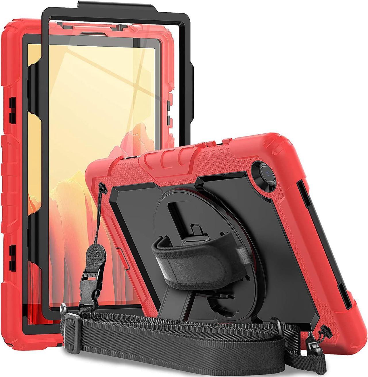 Case for Samsung Galaxy Tab A7 10.4 Inch 2020 with Pen Holder |  Rugged Durable Cover W/Screen Protector Rotating Stand Hand Shoulder Strap for Galaxy A7 10.4 Inch SM-T505/SM-T500/SM-T507 | Red