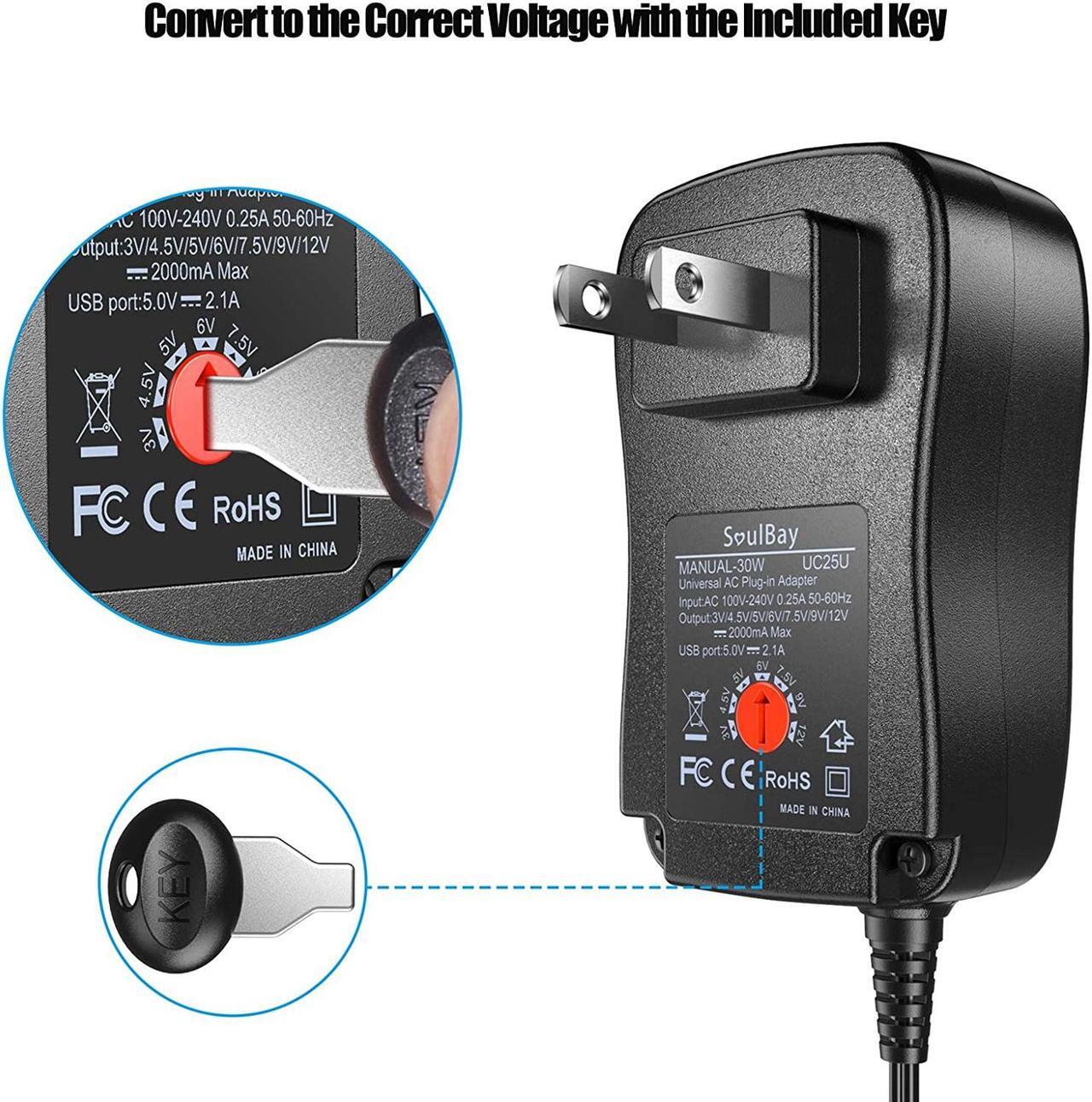 Alt view image 3 of 7 - [Reverse Polarity] 30W Universal AC DC Adapter Switching Power Supply Selectable Voltage with 9 Tips for 3V 4.5V 5V 6V 7.5V 9V 12V Household Electronics 2000mA 2Amps Output Max