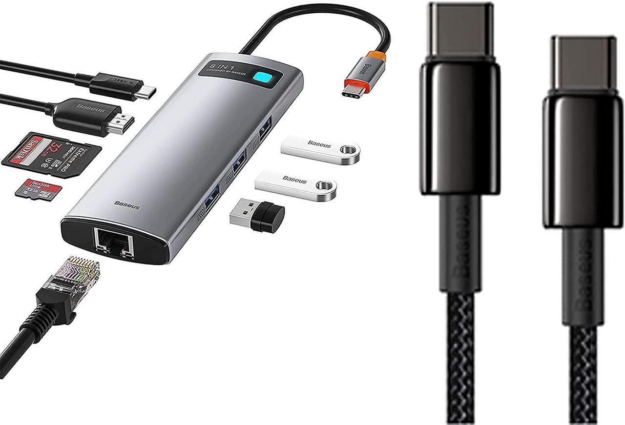 Baseus 8-in-1 USB C Hub and 100W USB C Cable