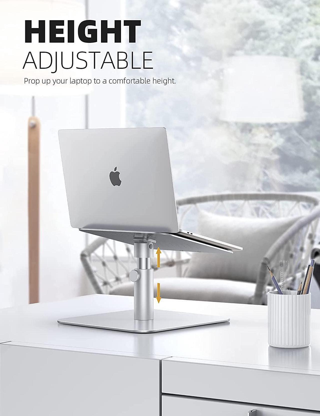 Alt view image 2 of 7 - Laptop Stand Adjustable, Lamicall Notebook Holder : Multi-Angle Height Ventilated Laptop Riser for Desk, 360 Rotating, Compatible with MacBook Air Pro, Dell XPS, HP More Notebooks - Silver