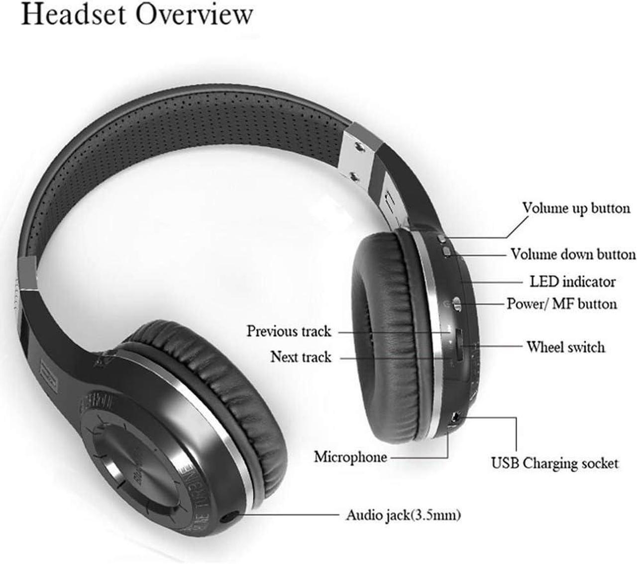 Alt view image 2 of 5 - Bluedio H-Turbine Wireless Bluetooth 5.0 Headphones Powerful Bass Over-ear Headset Bulit-in Microphone-Retail package Global release (Black)