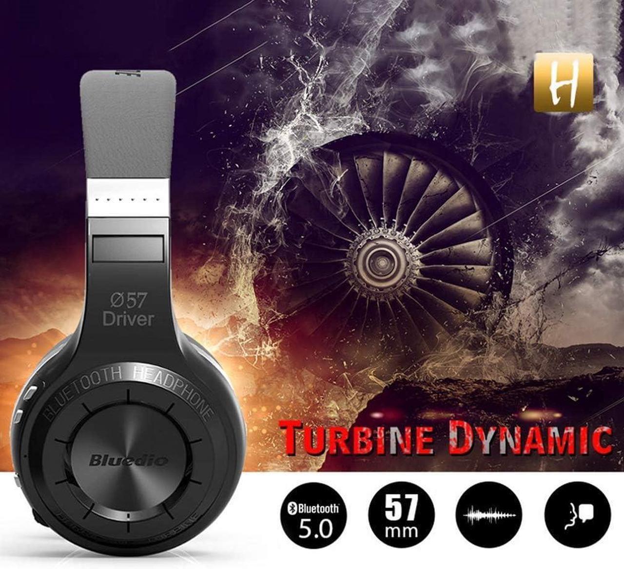 Alt view image 4 of 5 - Bluedio H-Turbine Wireless Bluetooth 5.0 Headphones Powerful Bass Over-ear Headset Bulit-in Microphone-Retail package Global release (Black)