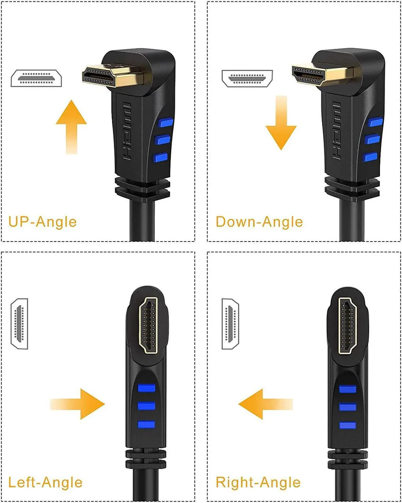 Alt view image 3 of 7 - HDMI 2.0 Cable, CableCreation 3 Feet 4K (60Hz) Down Angle 90 Degree Down HDMI Cable with Gold Plated Connector, Support Ultra HD, 3D Video, Ethernet, Audio Return Channel, Black