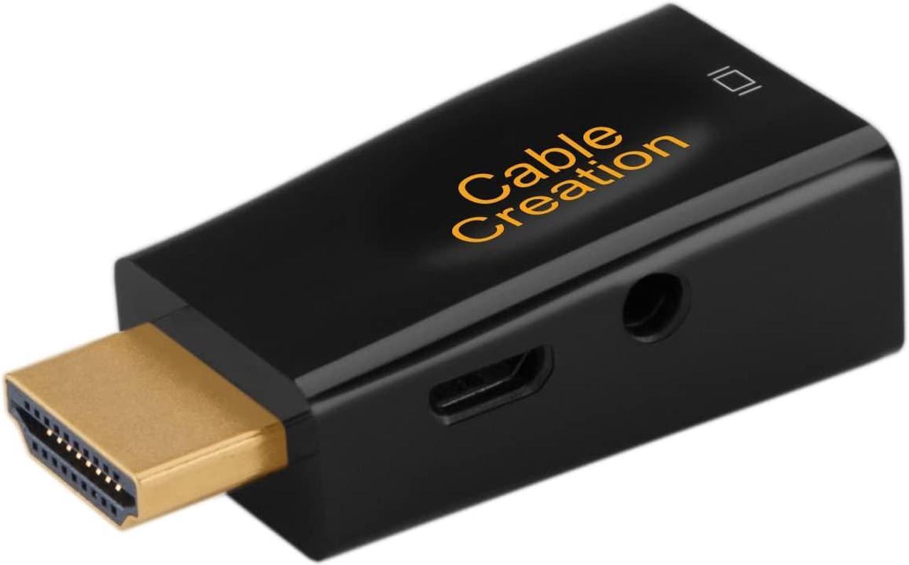 CableCreation HDMI to VGA Adapter Gold Plated HDMI HDTV to VGA with Audio Converter Male to Female Support 1080P Black