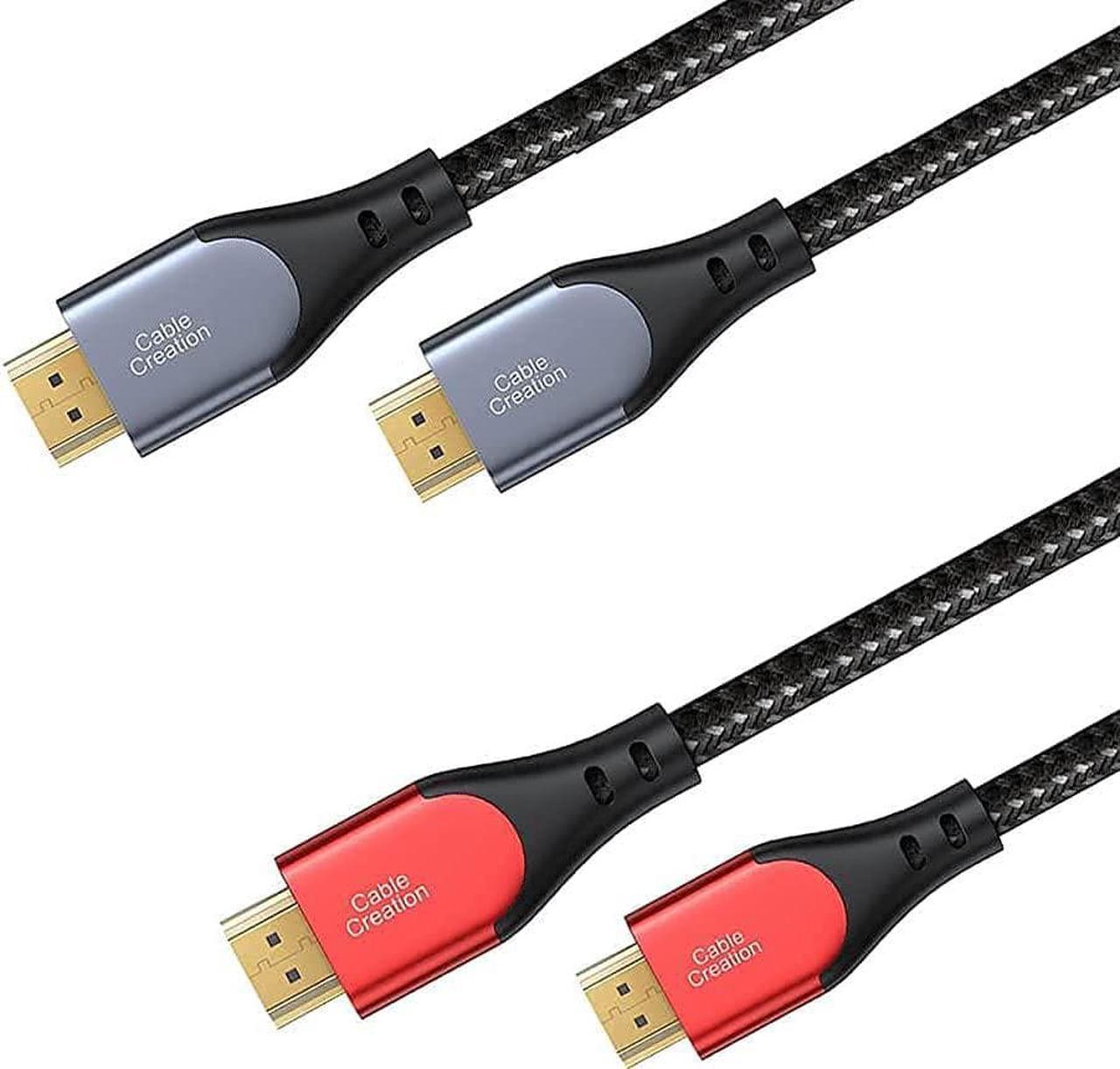 2 Pack HDMI Cable 4K@60Hz Red 3.3 ft+Gray 10ft, CableCreation HDMI 2.0 Cable, Support 3D, 2160P, 1080P, Ethernet Compatible with UHD TV, PS5/PS4, Xbox One, Blu-ray, PC, Projector and More