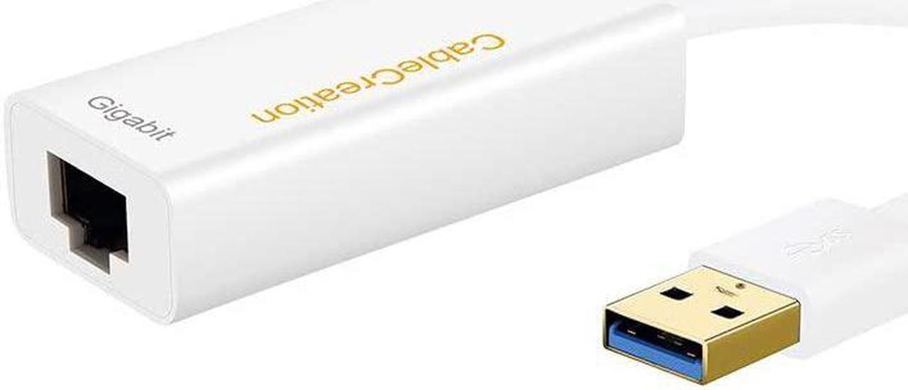 USB 3.0 to Ethernet Adapter, CableCreation SuperSpeed USB to RJ45 Network Supporting 10/100/1000 Mbps Gigabit for MacBook, Windows, XPS, Surface Pro, Notebook, White