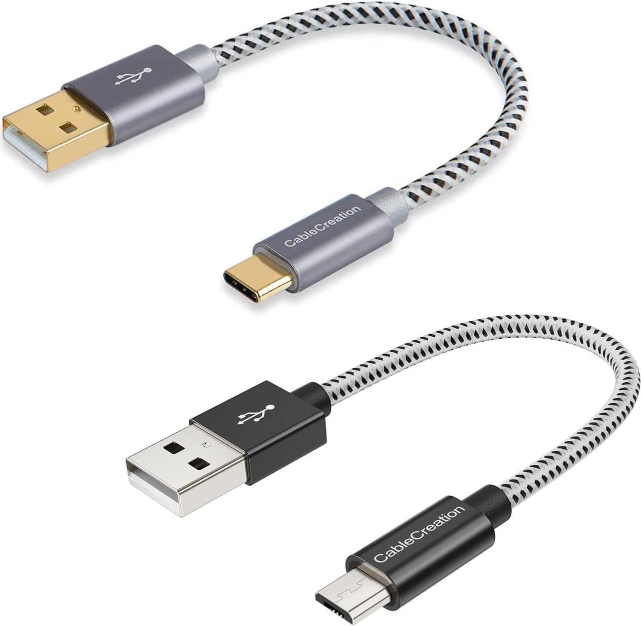 Bundle  2 Items: CableCreation Braided Short USB C Cable Buddle with Short Micro USB Cable for Charging and Data Sync