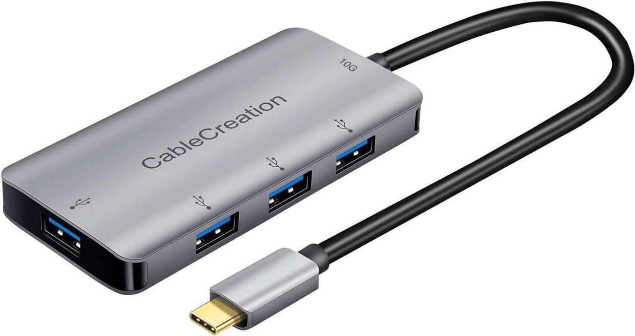 CableCreation USB Type C to 4 USB 3.0 Port Hub Adapter (Compatible Thunderbolt 3),Compatible with MacBook Pro, MacBook Air 2018,Chromebook Pixel, XPS 13/15,Yoga 910/920,Galaxy S9/S8,Space Grey