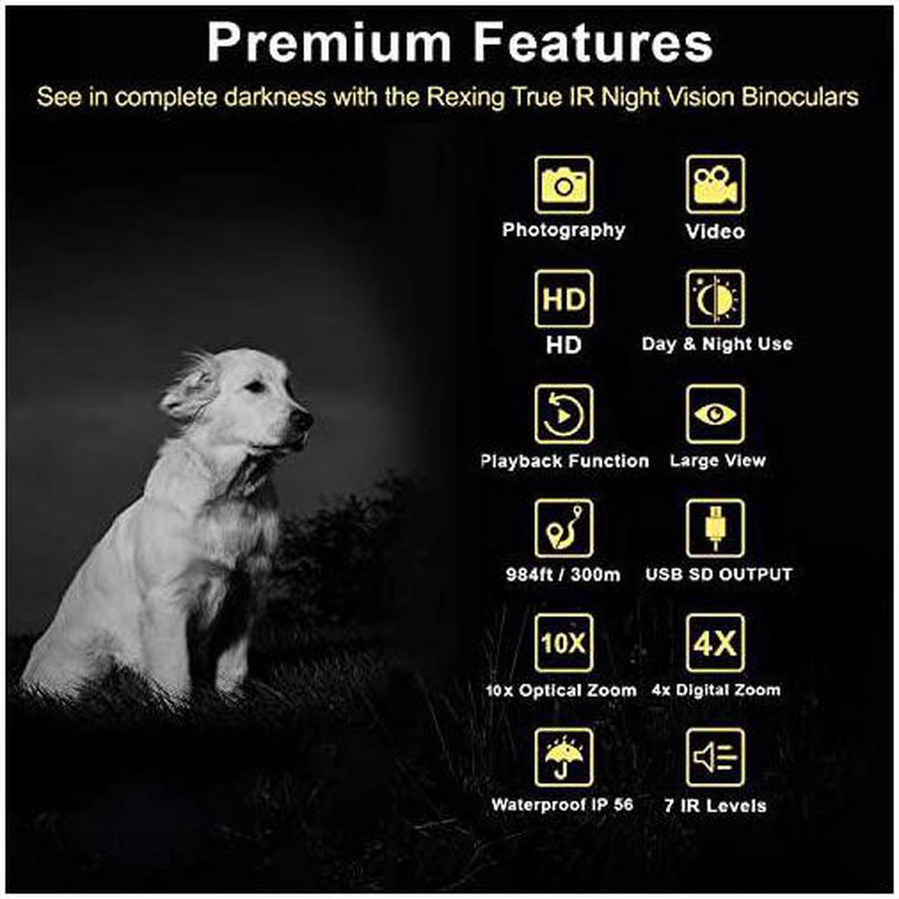 Alt view image 2 of 6 - B1 Night Vision Goggles Binoculars with LCD Screen Infrared IR Digital Camera Dual Photo + Video Recording for Spotting Hunting Tracking up to 300 Meters Black